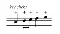Flute pitched key clicks